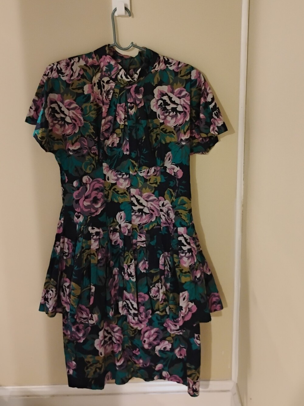 Vintage 1980s Jennifer Moore Floral Peplum Dropwaist Dress